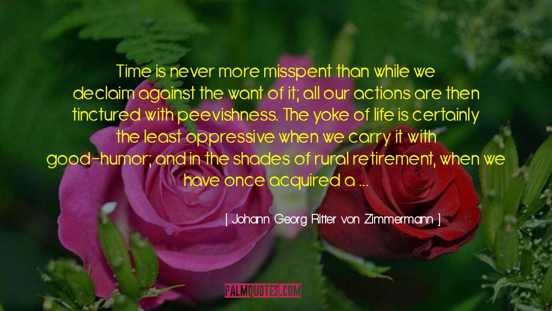 Johann Georg Ritter Von Zimmermann Quotes: Time is never more misspent