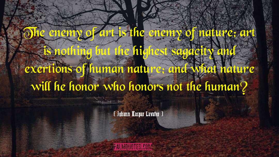Johann Kaspar Lavater Quotes: The enemy of art is