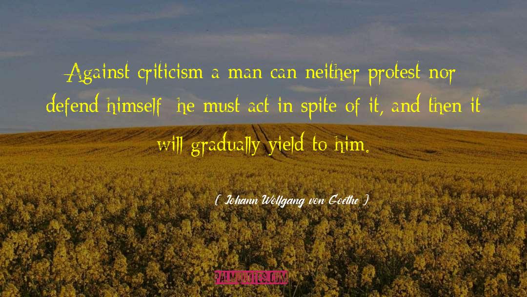 Johann Wolfgang Von Goethe Quotes: Against criticism a man can