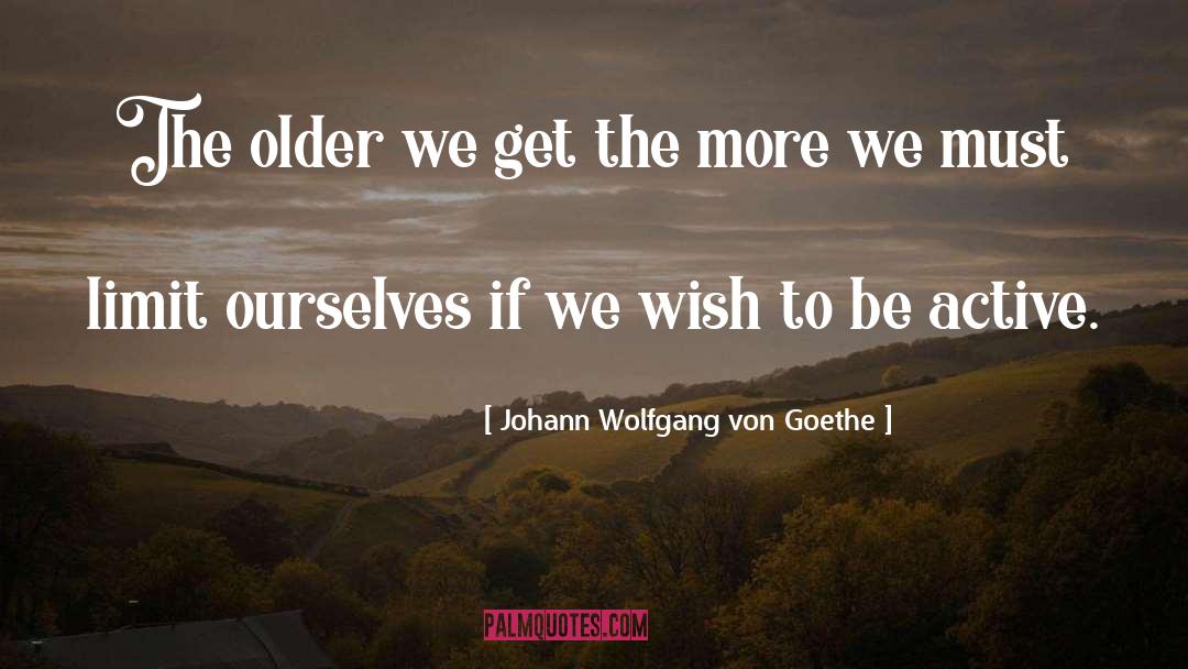 Johann Wolfgang Von Goethe Quotes: The older we get the