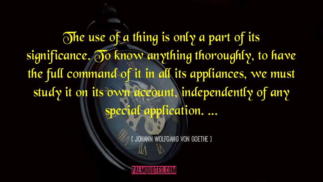 Johann Wolfgang Von Goethe Quotes: The use of a thing