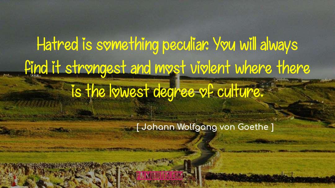 Johann Wolfgang Von Goethe Quotes: Hatred is something peculiar. You