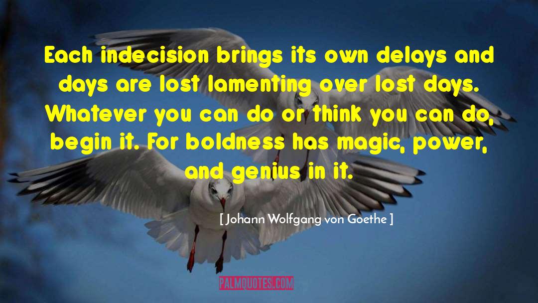 Johann Wolfgang Von Goethe Quotes: Each indecision brings its own