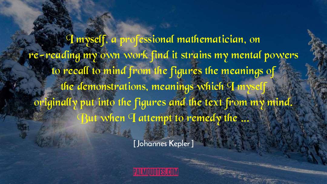 Johannes Kepler Quotes: I myself, a professional mathematician,