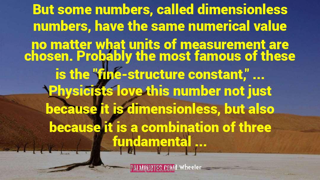 John Archibald Wheeler Quotes: But some numbers, called dimensionless
