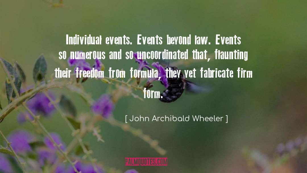 John Archibald Wheeler Quotes: Individual events. Events beyond law.