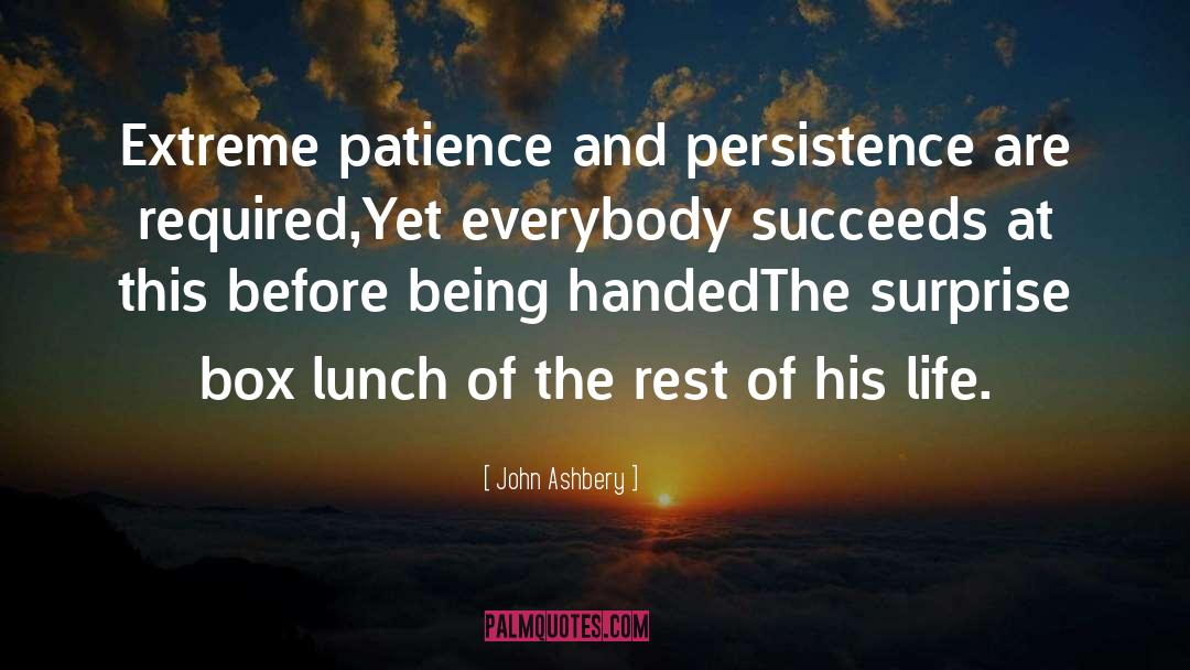 John Ashbery Quotes: Extreme patience and persistence are