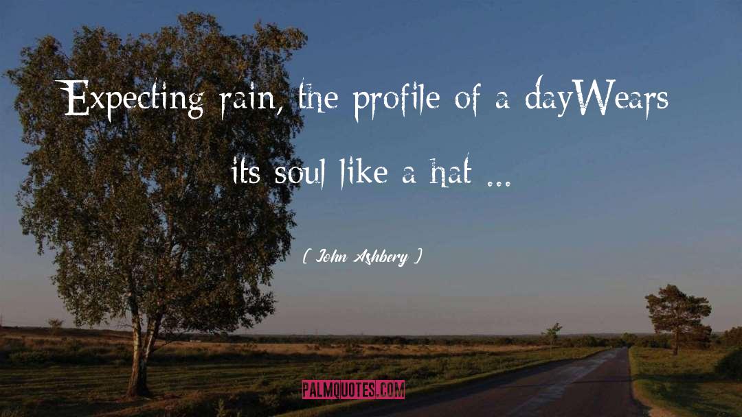 John Ashbery Quotes: Expecting rain, the profile of