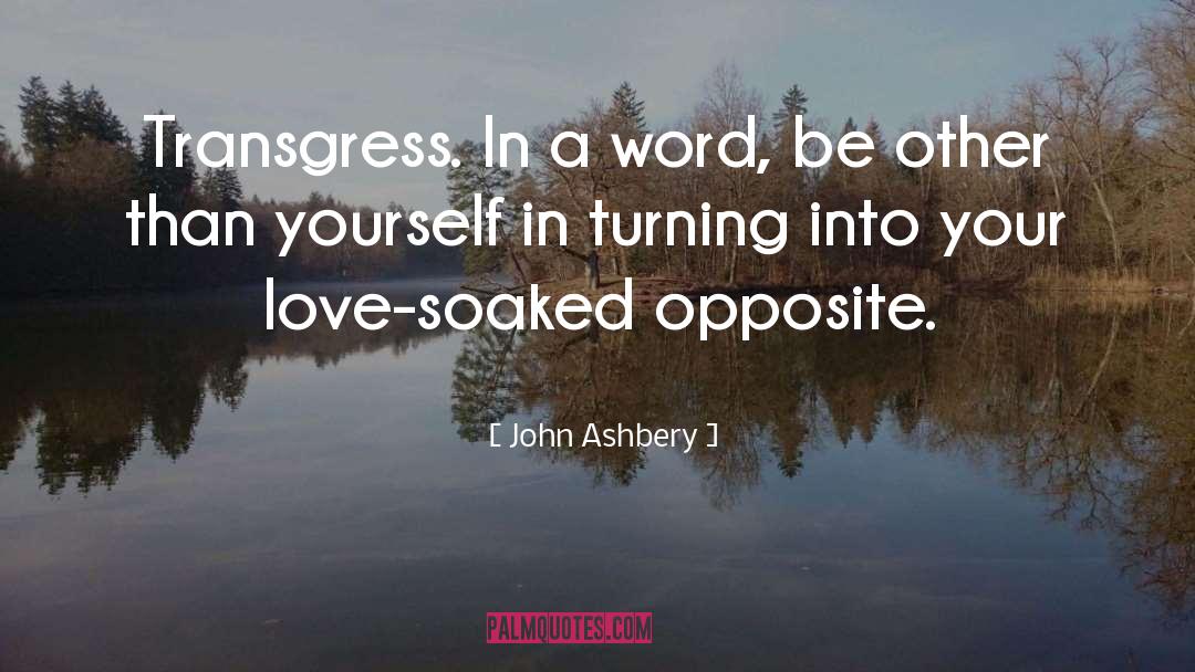 John Ashbery Quotes: Transgress. In a word, be