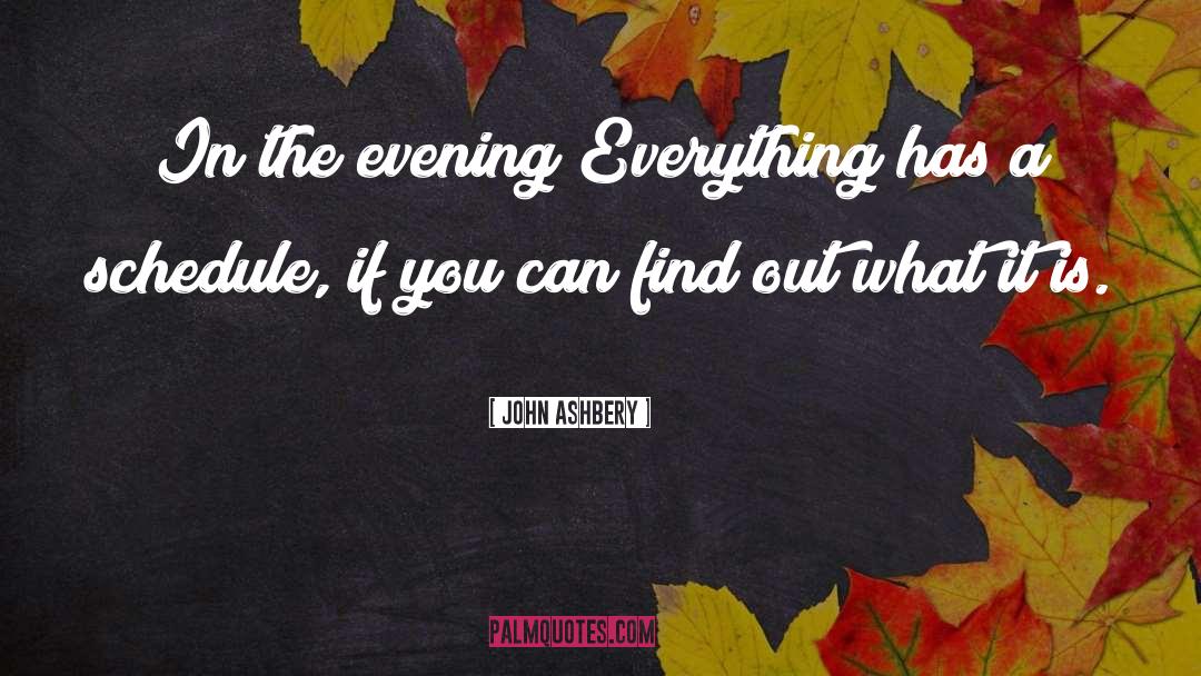 John Ashbery Quotes: In the evening<br> Everything has