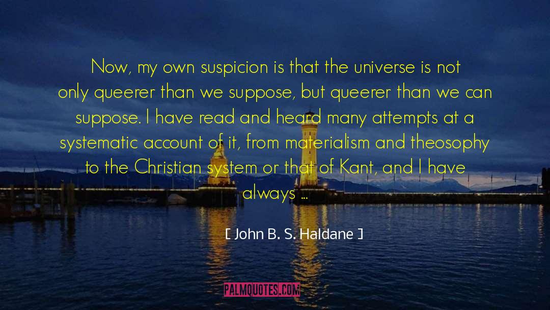 John B. S. Haldane Quotes: Now, my own suspicion is