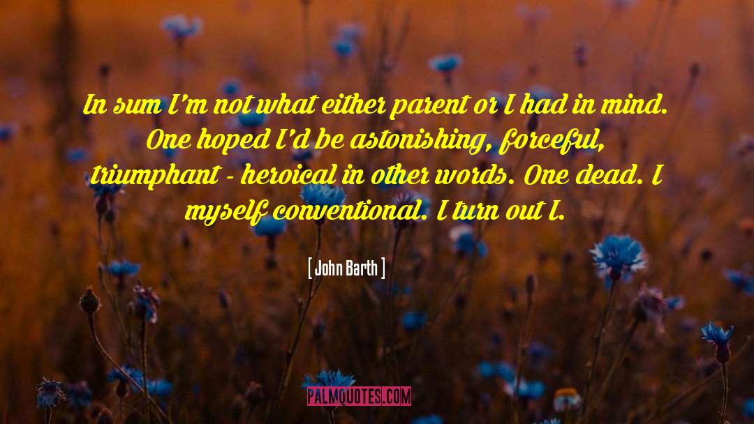 John Barth Quotes: In sum I'm not what