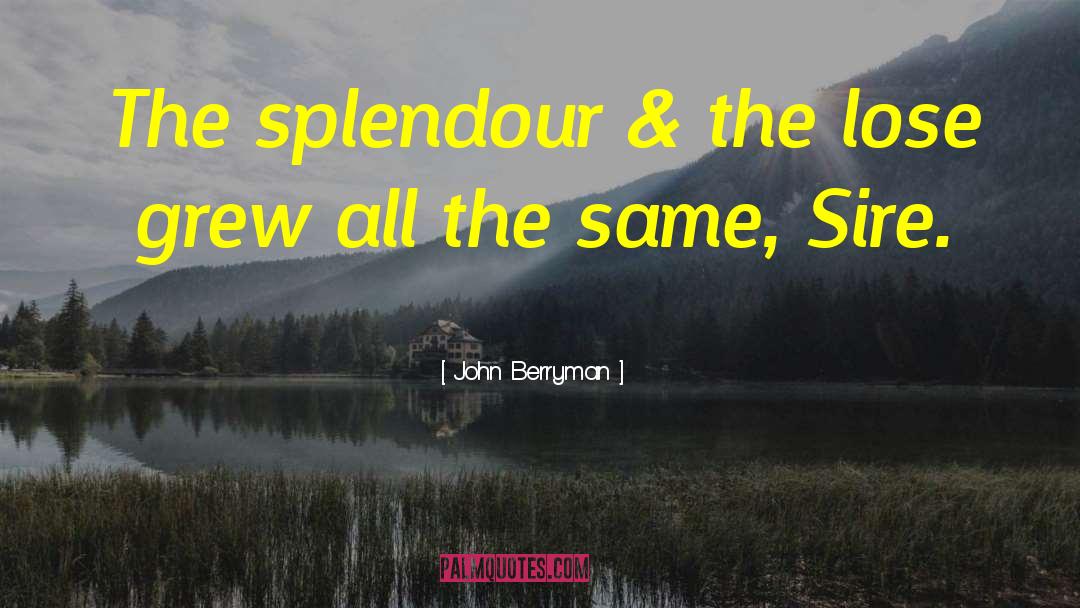 John Berryman Quotes: The splendour & the lose