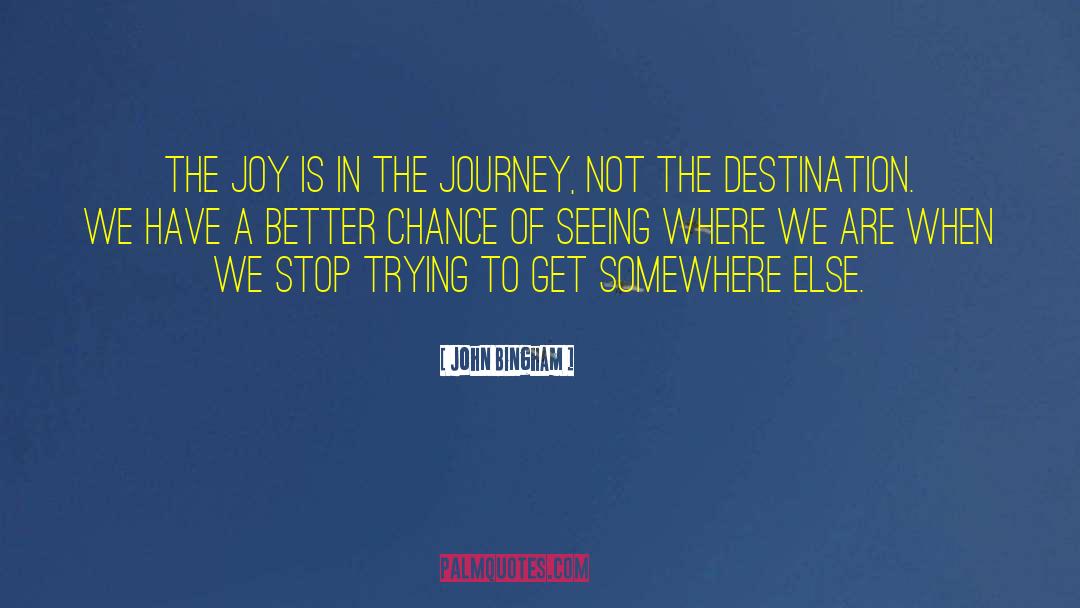 John Bingham Quotes: The joy is in the