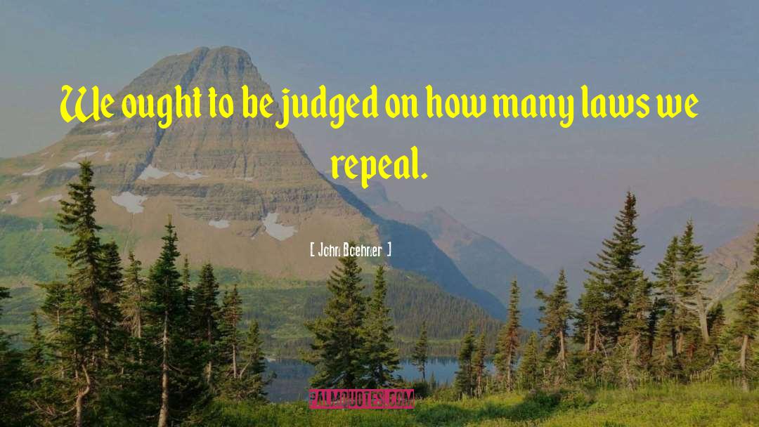 John Boehner Quotes: We ought to be judged