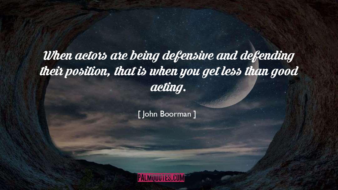 John Boorman Quotes: When actors are being defensive