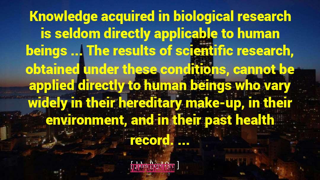 John Boyd Orr Quotes: Knowledge acquired in biological research