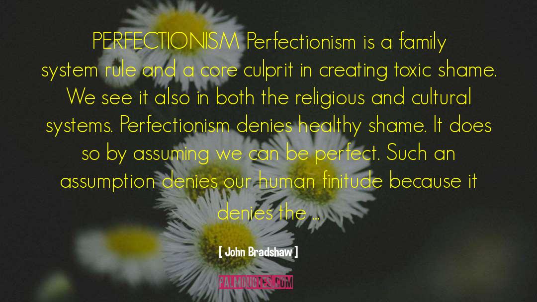 John Bradshaw Quotes: PERFECTIONISM Perfectionism is a family