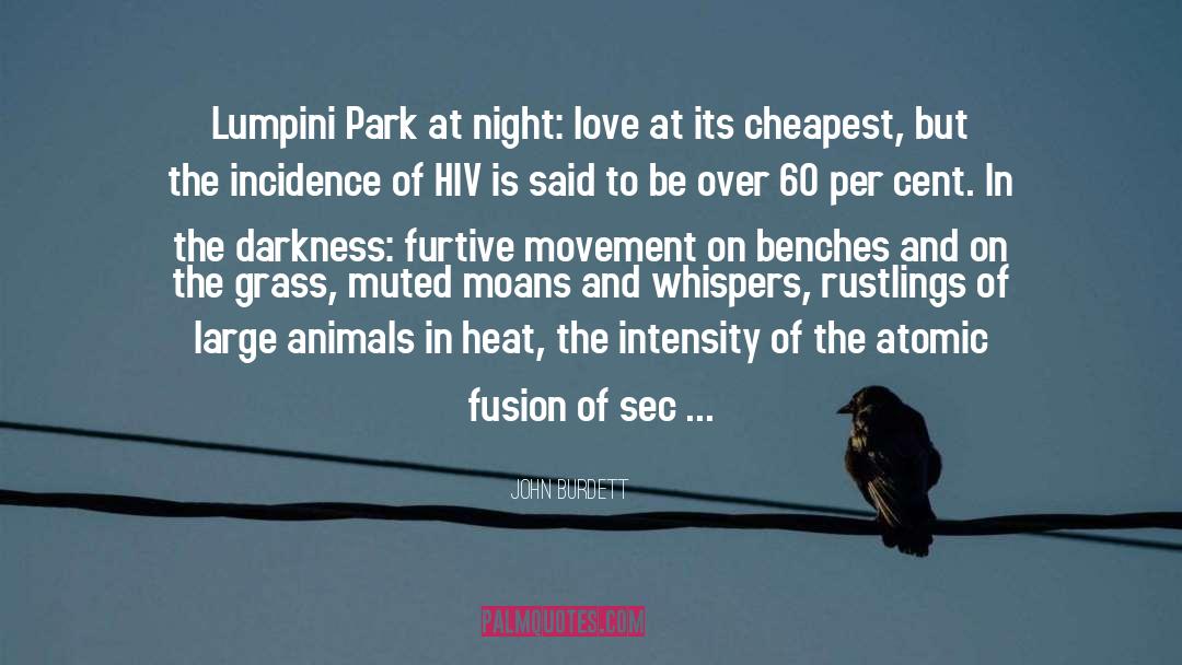 John Burdett Quotes: Lumpini Park at night: love