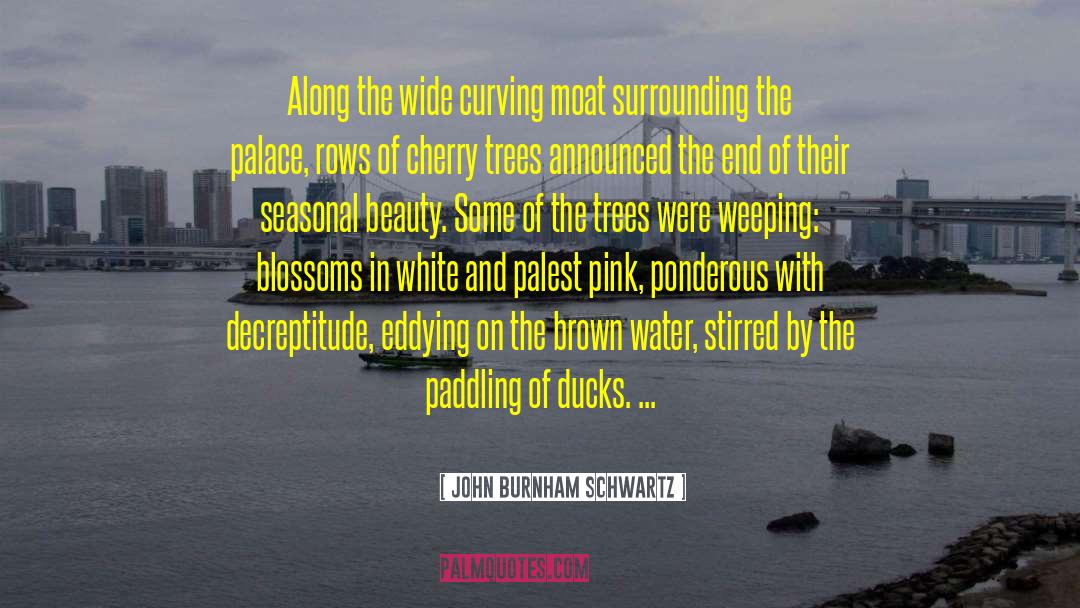 John Burnham Schwartz Quotes: Along the wide curving moat