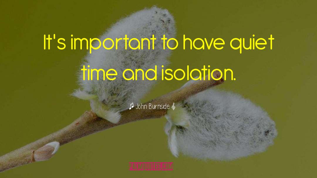 John Burnside Quotes: It's important to have quiet