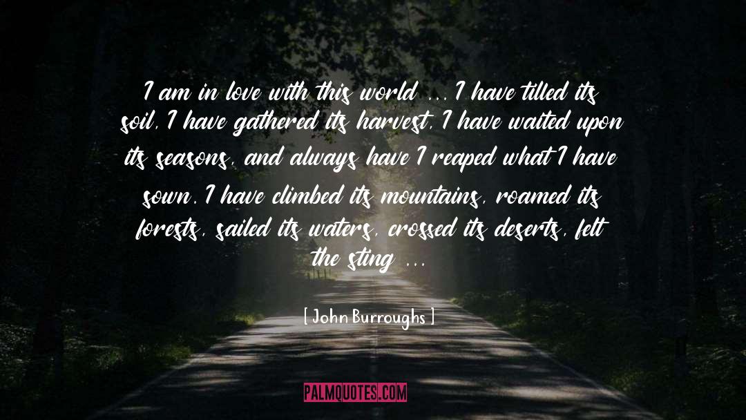 John Burroughs Quotes: I am in love with