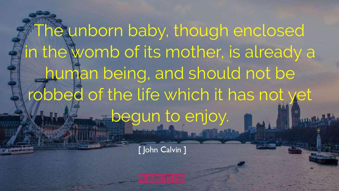 John Calvin Quotes: The unborn baby, though enclosed