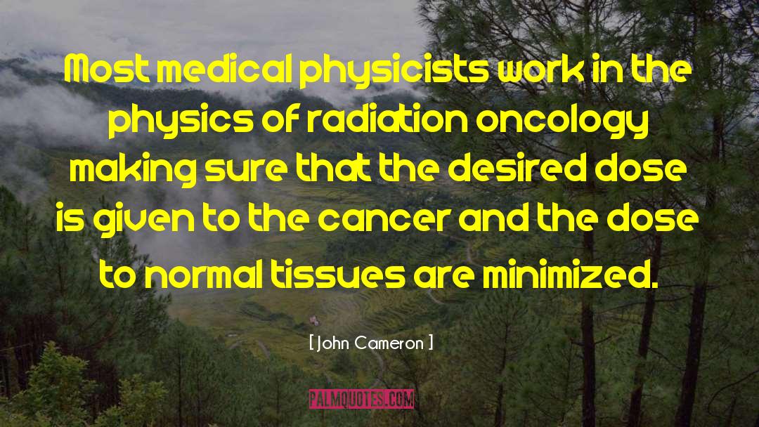 John Cameron Quotes: Most medical physicists work in