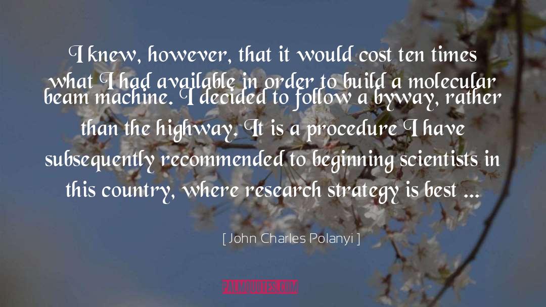 John Charles Polanyi Quotes: I knew, however, that it