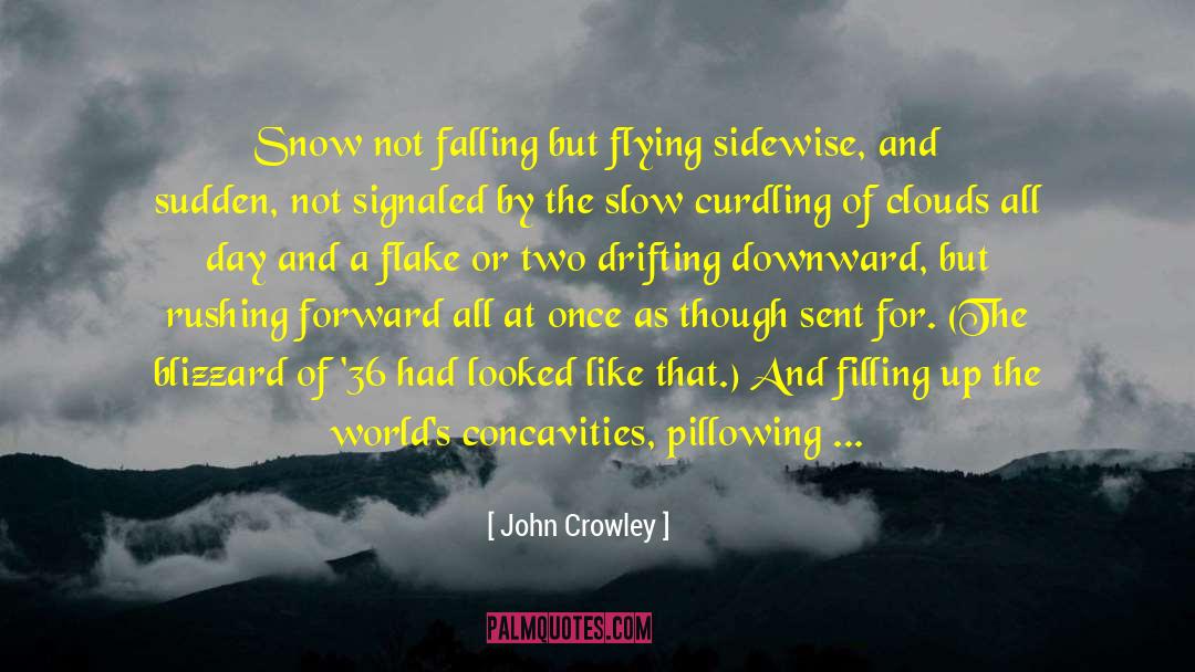 John Crowley Quotes: Snow not falling but flying