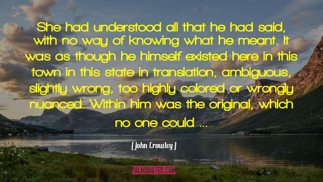 John Crowley Quotes: She had understood all that