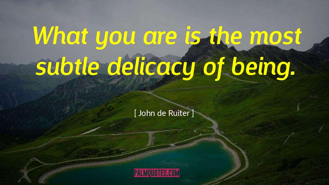 John De Ruiter Quotes: What you are is the