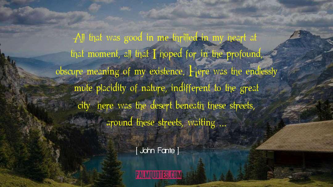 John Fante Quotes: All that was good in