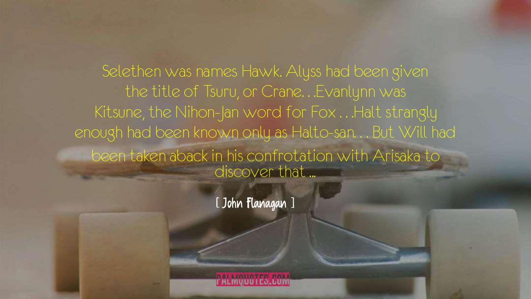 John Flanagan Quotes: Selethen was names Hawk. Alyss