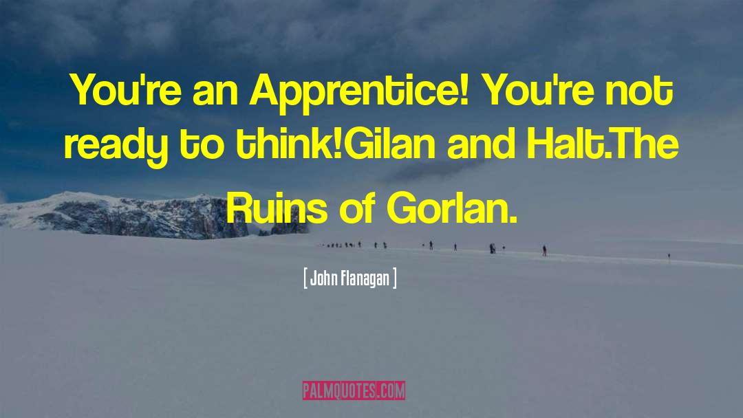 John Flanagan Quotes: You're an Apprentice! You're not