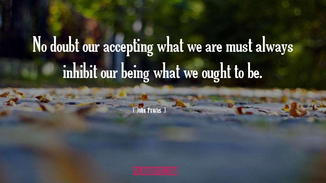 John Fowles Quotes: No doubt our accepting what