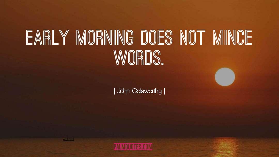 John Galsworthy Quotes: Early morning does not mince