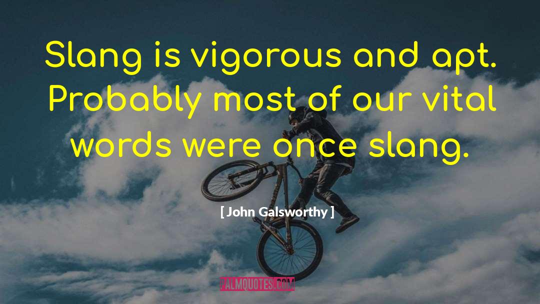 John Galsworthy Quotes: Slang is vigorous and apt.