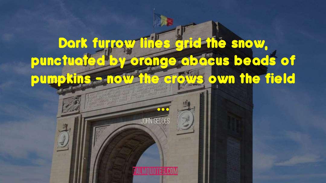 John Geddes Quotes: Dark furrow lines grid the