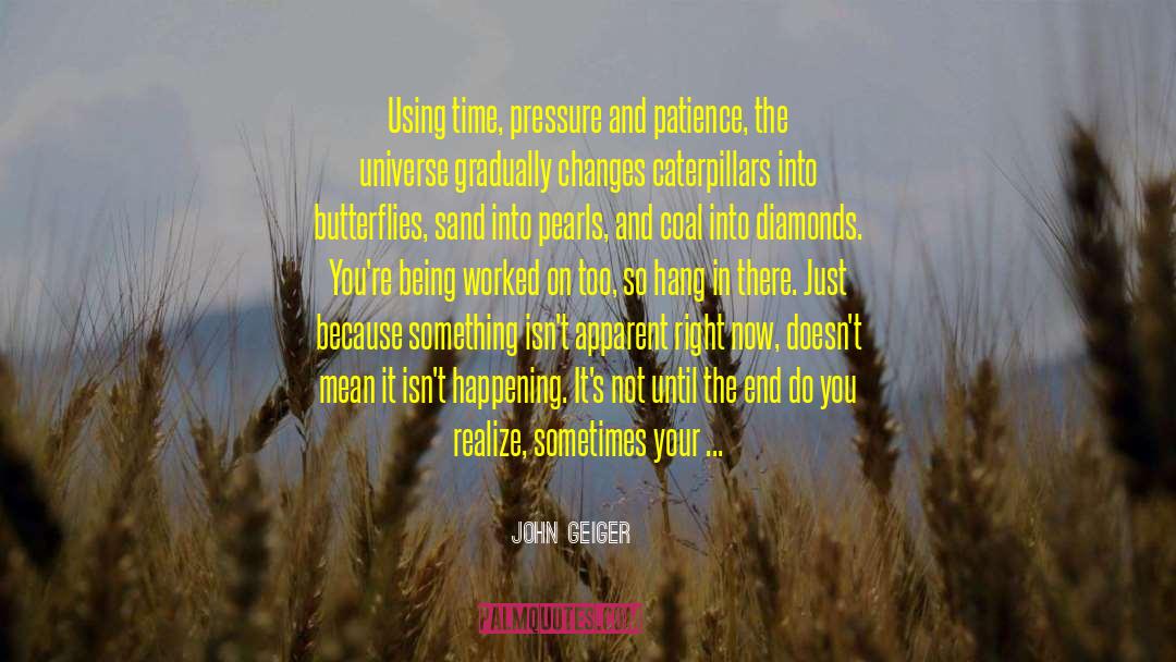 John Geiger Quotes: Using time, pressure and patience,