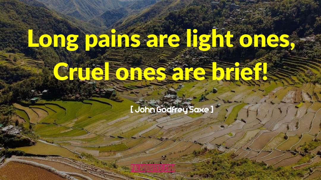 John Godfrey Saxe Quotes: Long pains are light ones,