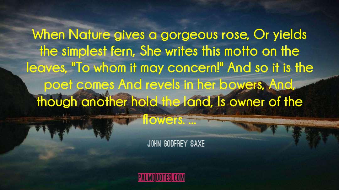 John Godfrey Saxe Quotes: When Nature gives a gorgeous