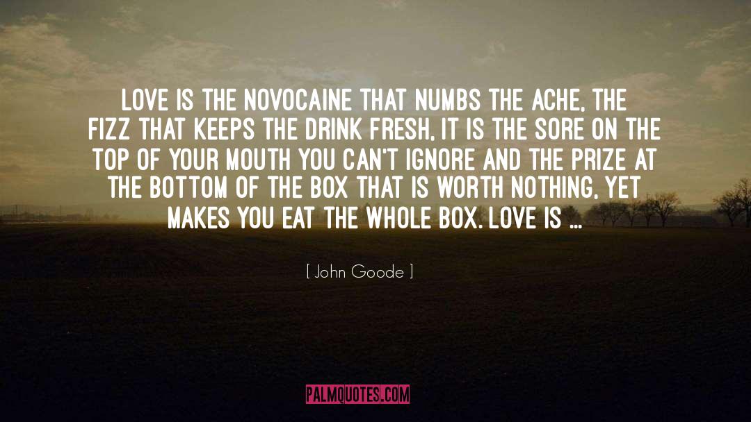 John Goode Quotes: Love is the Novocaine that