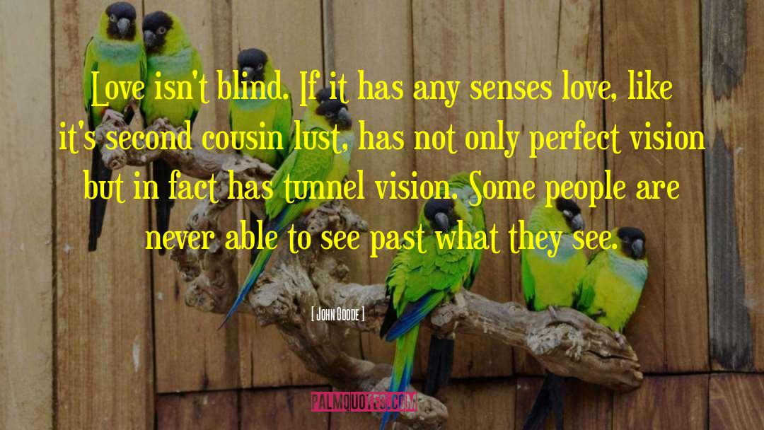 John Goode Quotes: Love isn't blind. If it