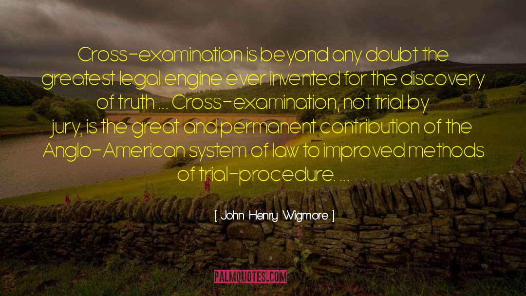 John Henry Wigmore Quotes: Cross-examination is beyond any doubt