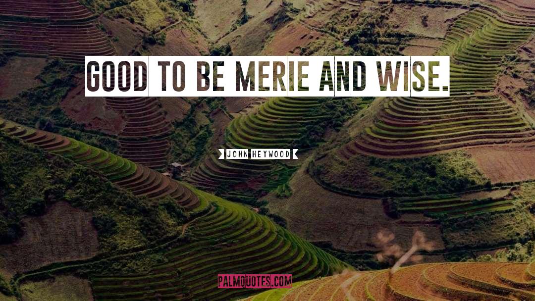 John Heywood Quotes: Good to be merie and