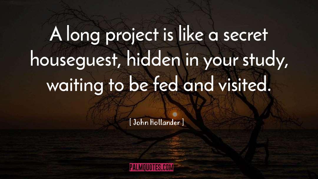 John Hollander Quotes: A long project is like