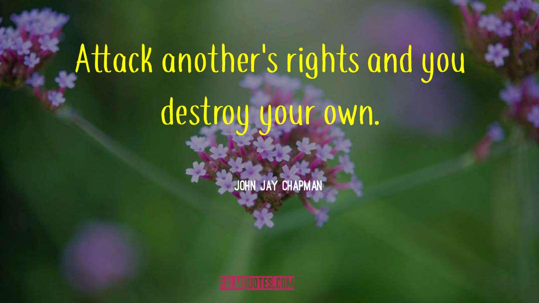 John Jay Chapman Quotes: Attack another's rights and you