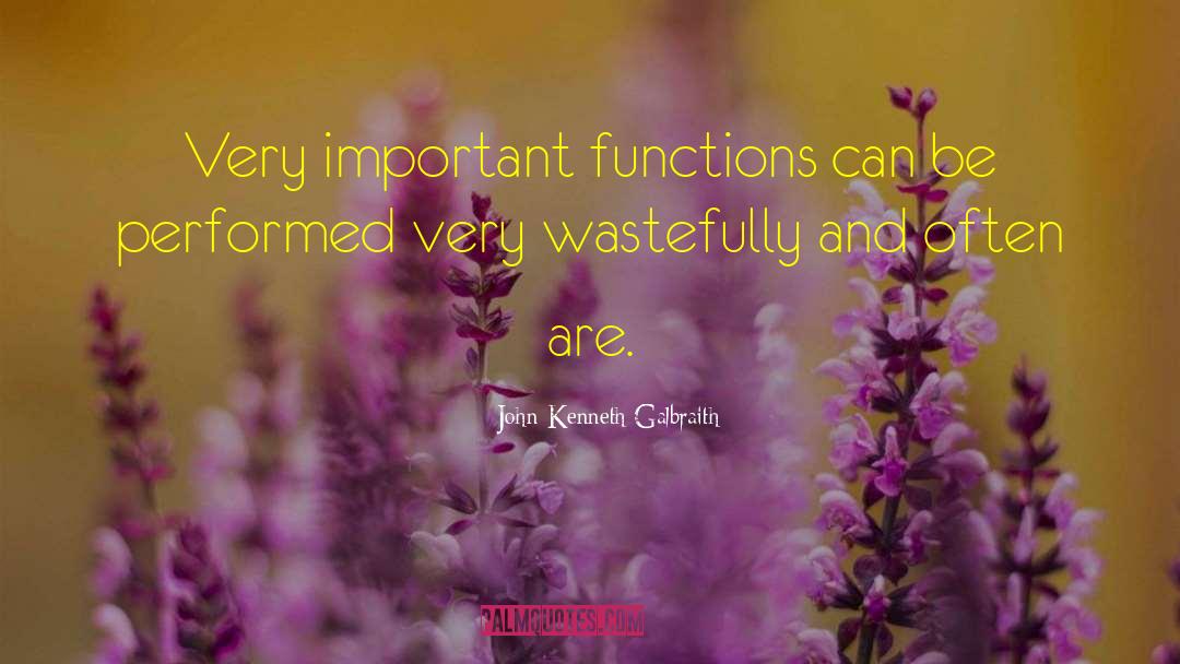 John Kenneth Galbraith Quotes: Very important functions can be