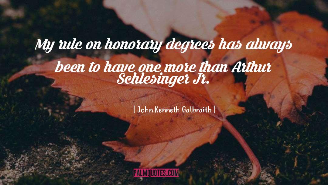 John Kenneth Galbraith Quotes: My rule on honorary degrees